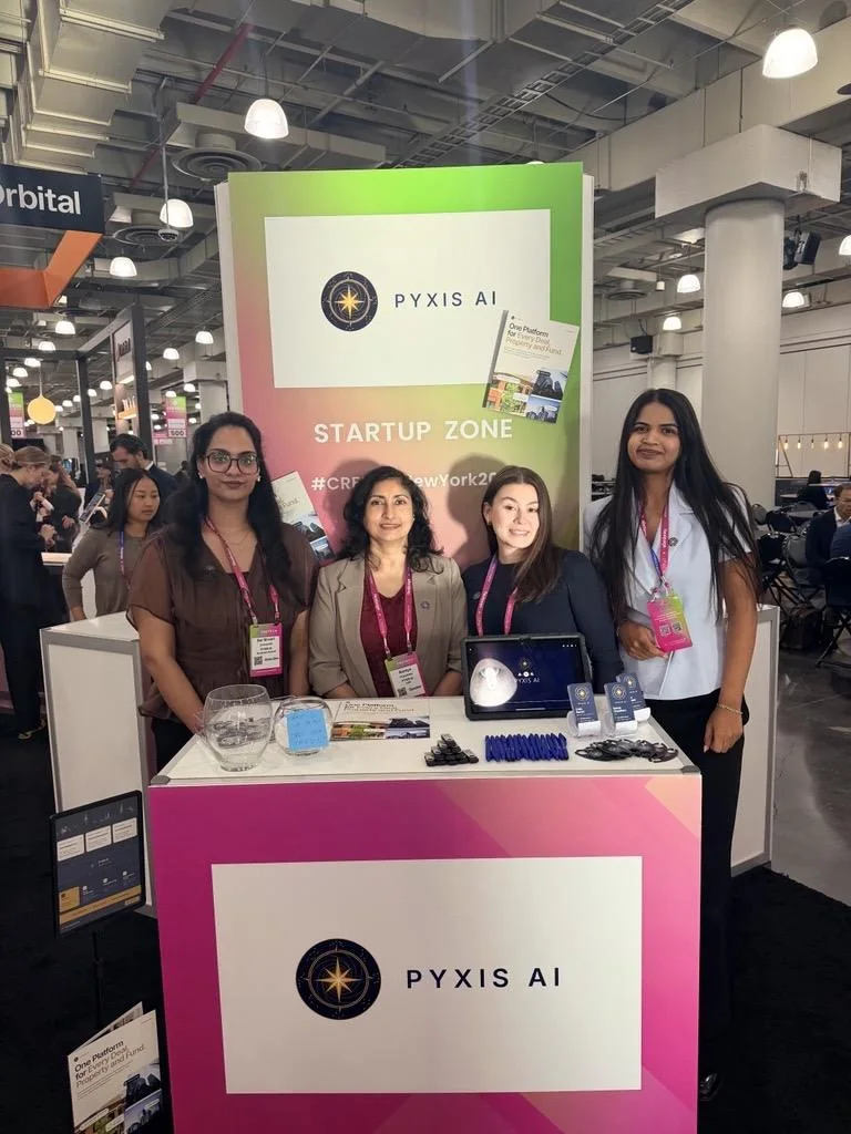 The Pyxis AI team at the booth in the CREtech Startup Zone